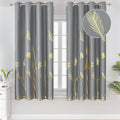 Gold Palm Leaf and Wheat Unique Design Pattern Blackout Curtains Energy Saving by ESTELARTEXTILER