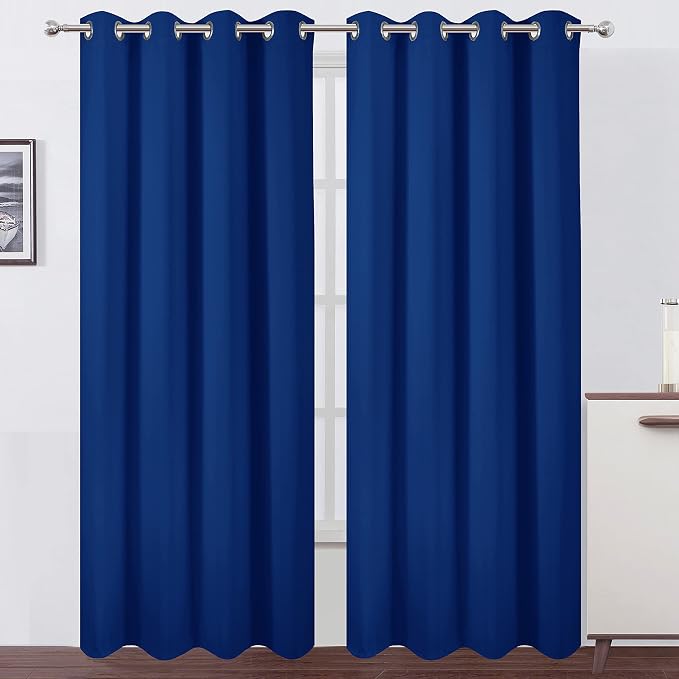 Blackout Curtains 52 x 95 inch/Royal Blue Curtains Set of 2 Panels/Thermal by Lemomo