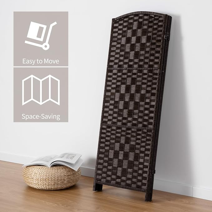 HALLYBEE Short Room Divider Folding Privacy Screens, 3 Panel Dark Mocha | - Image 7