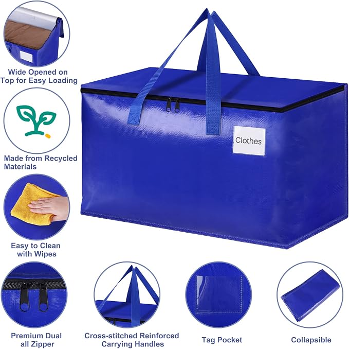 StorageRight Moving Bags, Moving Boxes, 93L 4-Pack Sotrage Bags Totes, - Image 3