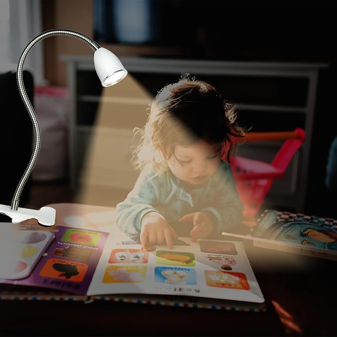 Desk lamp Eye-Caring Table Lamps, 360°Rotation Gooseneck Clip on Lamp Reading - Image 8
