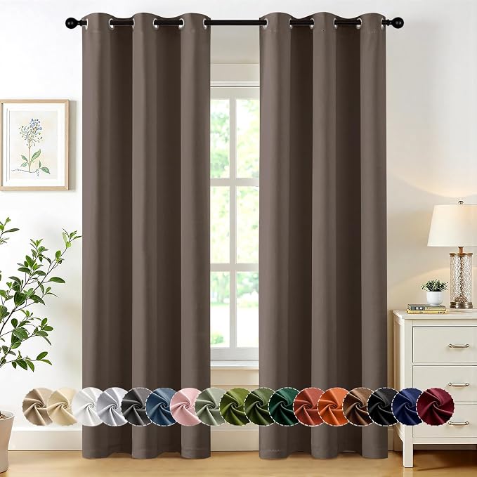 MIULEE Blackout Curtains for Bedroom 2 Panels 40 x 84 Inch Long Tan Brown | by MIULEE