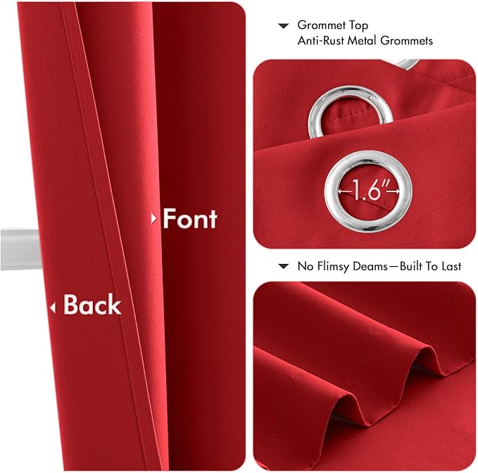 MIULEE Blackout Curtains for Bedroom 2 Panels 40x72 Inch Long Christmas Red | - Image 4