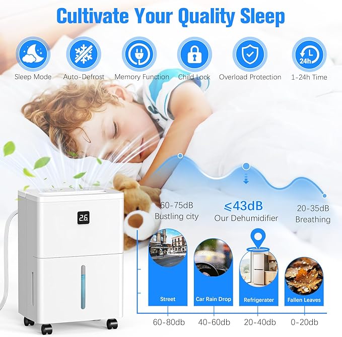 DEVERSE Max 25 Pints Dehumidifier for Home/Bedroom/Basement, 1500 Sq.Ft Coverage, with Drain Hose, Smart Humidity Control & Large Tank