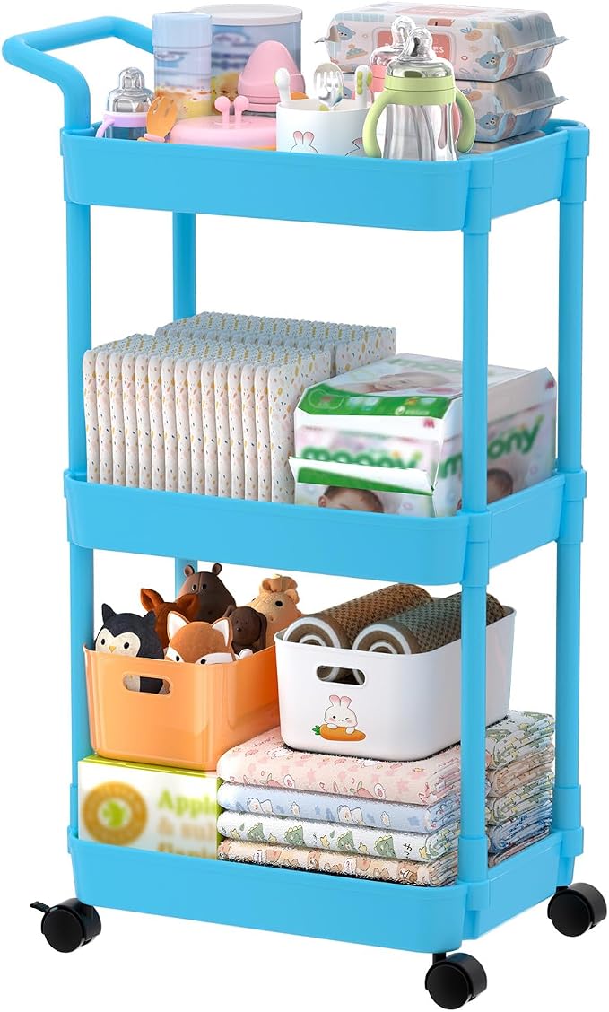 Volnamal Diaper Caddy, 3 Tier Rolling Cart by Volnamal
