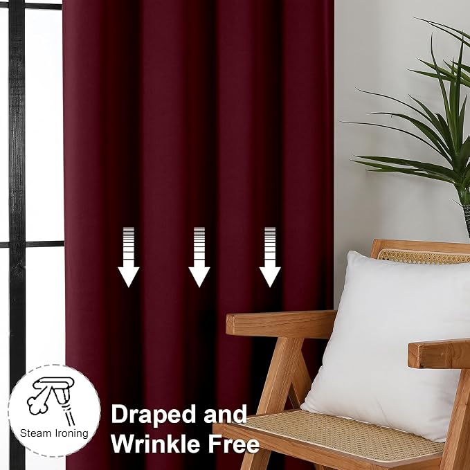 Simplebrand Ava Burgundy Blackout Curtains - Image 7