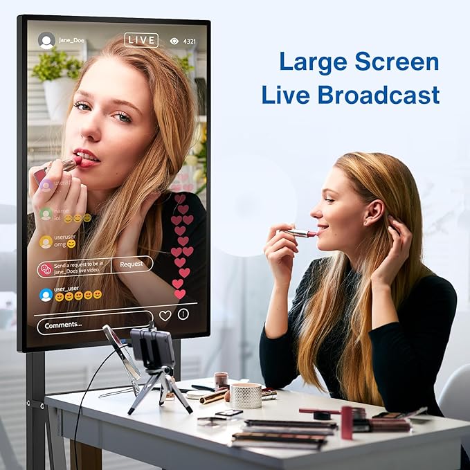 JYXCN Smart Board, 49" Digital Whiteboard, Electronic Smartboard for Classroom Office Home, Screen Mirroring from Android and iOS for Live Streaming (Board Only)