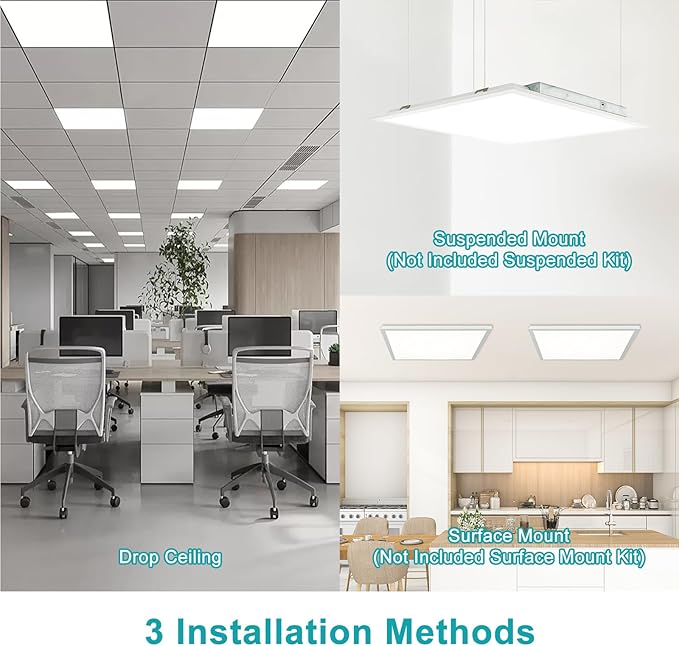 VocgoUU 16-Pack 2x2 LED Flat Panel Light Drop Ceiling, 0-10V Dimmable, 3CCT Selectable (5000K 4000K 3000K) & 3 Wattage Switchable (40W 30W 20W), 100-277Vac, ETL & DLC