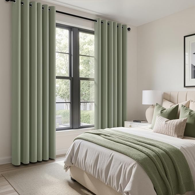 Sage Green Blackout Curtains for Bedroom Living Room W40 x L84 Inch | 84 Inch - Image 6