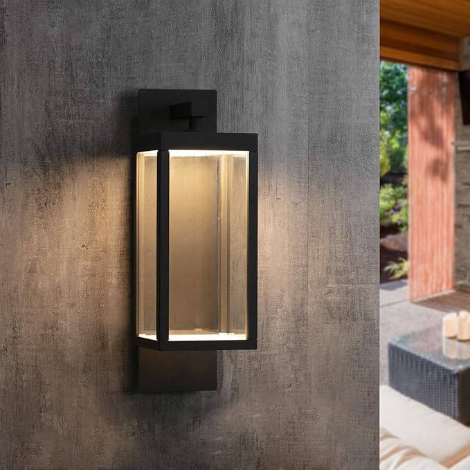 Modern Outdoor Light Fixtures Dusk to Dawn Outdoor Lighting,15" Exterior Wall Sconce, Porch Light, Black Garage Lights Wall Lamp, Waterproof Outdoor Lights for House, Garden, Front Door