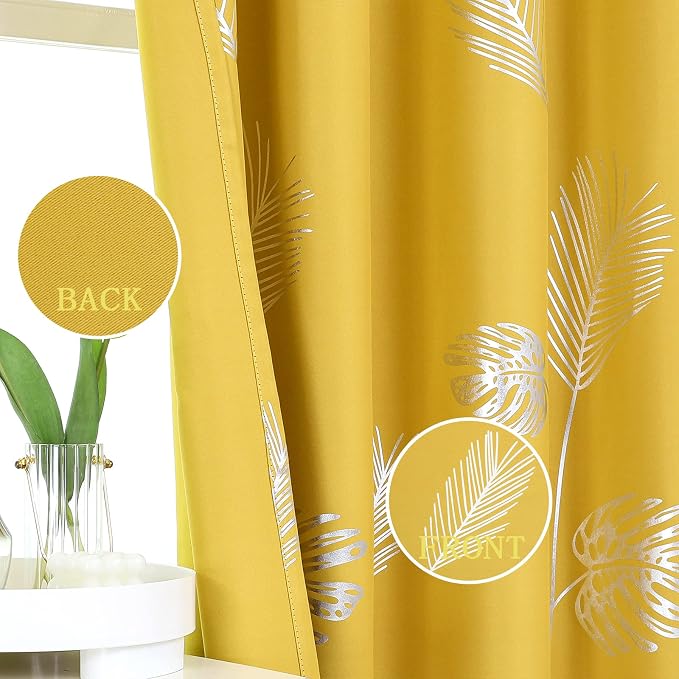Yellow Blackout Curtains for Living Room, Room Darkening Curtains - Image 3
