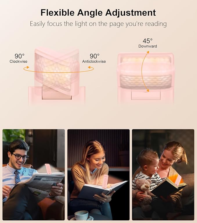 Gritin Book Light Rechargeable, Clip on LED Reading Light - Image 6