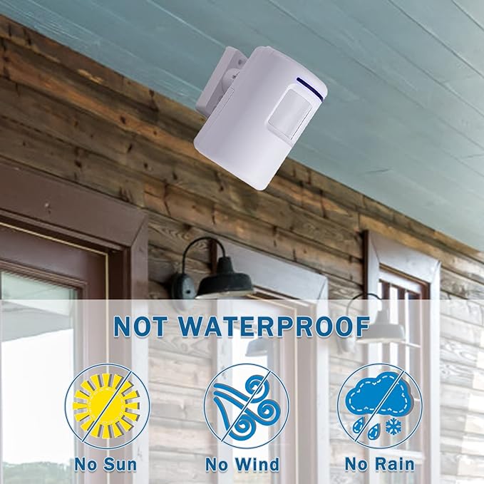 Motion Sensor Alarm - Seanme Wireless Driveway Alarm 100m Long Distance Signal Transmission, Home Security Alarm System Motion Sensor Doorbell with 38 Chime Tunes (1 reciver and 2 Sensor)
