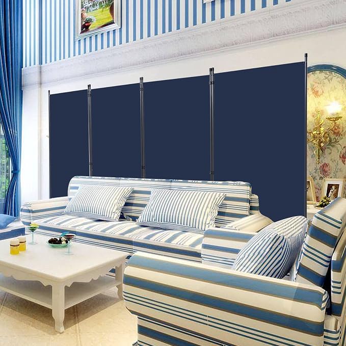 4 Panel Folding Room Divider, Sturdy Frame Freestanding Wall Divider - Image 5