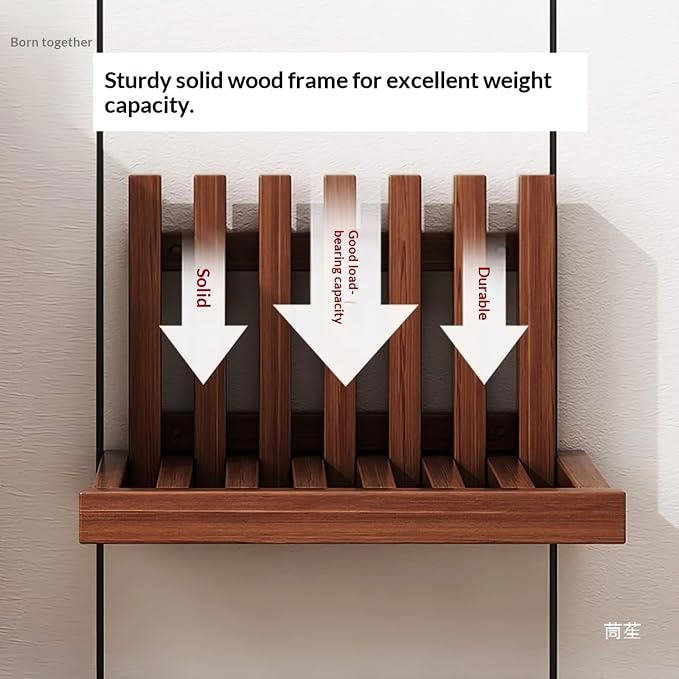 Solid Wood Wall-Mounted Bedside Shelf, Foldable Floating Narrow Table, Creative - Image 5