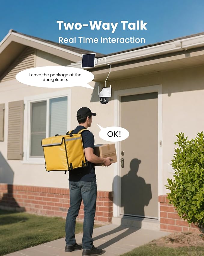 AKINGUAR No WiFi Security Camera with 4G LTE SIM Card, Wireless Outdoor Cellular Security Camera, 2K Color Night Vision, Solar Powered, 360° Live View, PIR Motion Sensor, Pecfect for Farm & RV