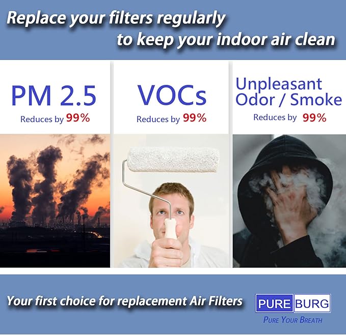 PUREBURG 6-Pack Replacement Filter Compatible With Autobot VX, Vmini V automotive Vacuum Cleaner,Dust Hair large particles dander