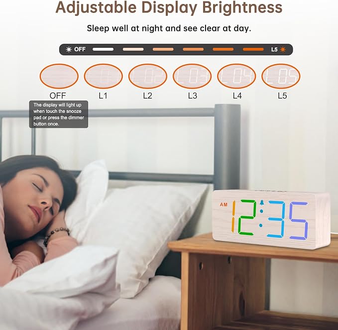 DreamSky Wooden Digital Alarm Clock - Image 5
