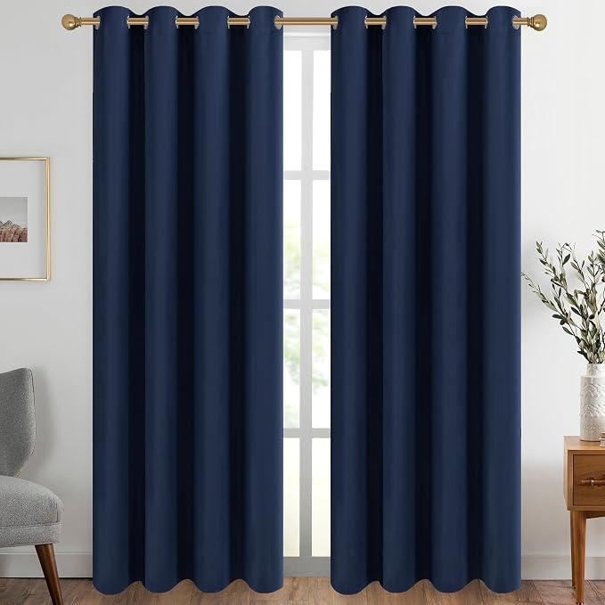 Diraysid Navy Blue Grommet Blackout Curtains by Diraysid%2C+refresh+your+life