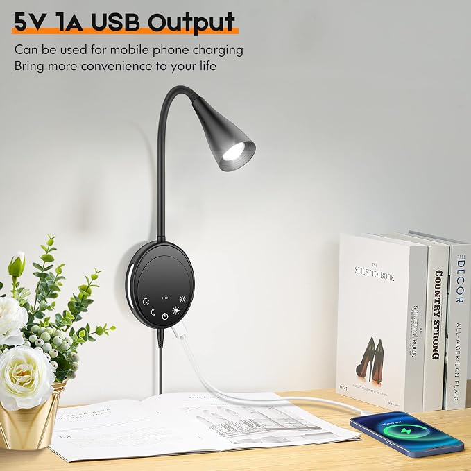 SANKEDOU LED Wall Mount Reading Light, Bedside Reading Lights - Image 3