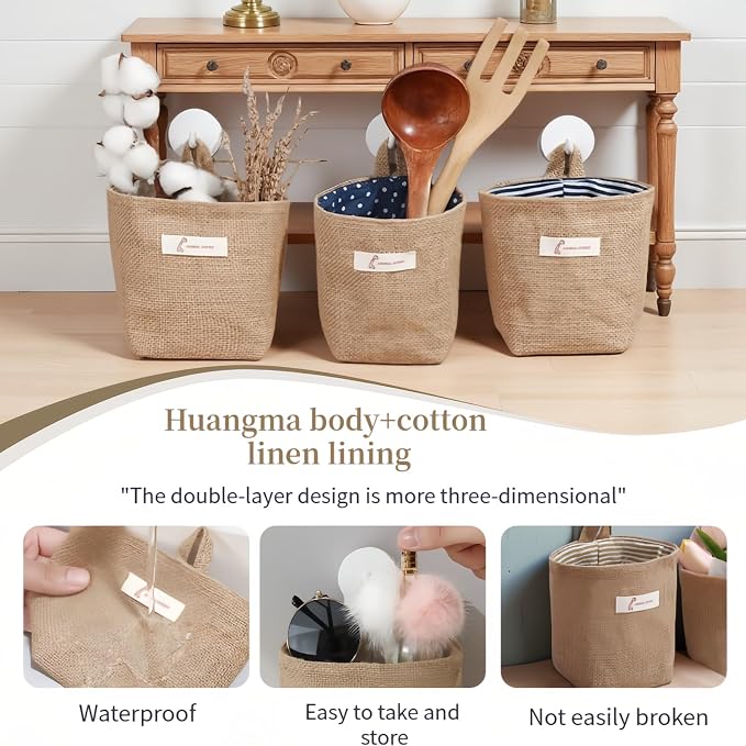 Washable Cotton Linen Hanging Organizer Bag - Image 5