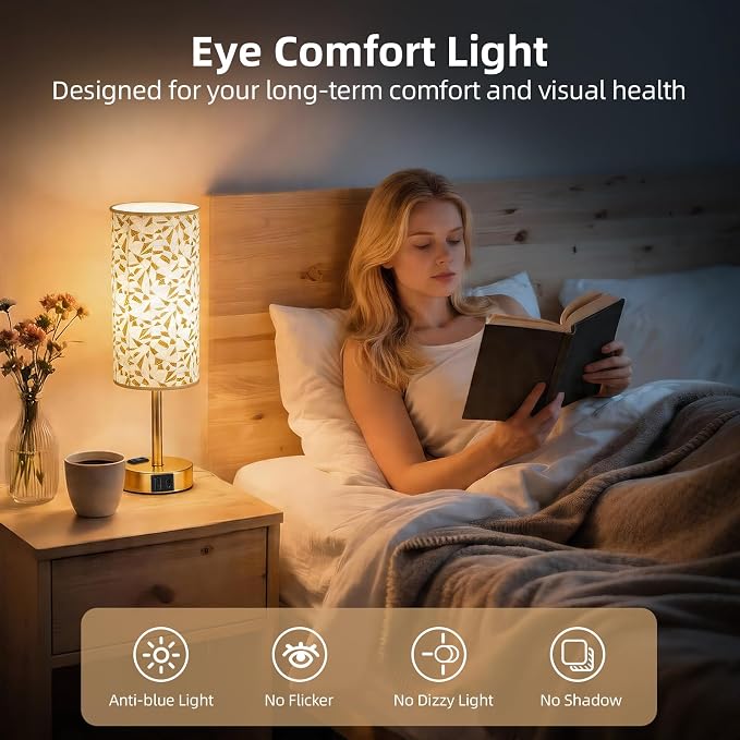 Table Lamp for Nightstand, High-Sensitivity Touch, 3-Level Dimmable Bedside Lamp - Image 6