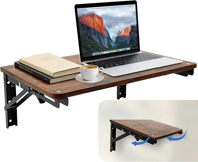 Folding Wall Desk for Small Space, 21.7Inches Wooden Floating Table | Foldable by GHWMYD