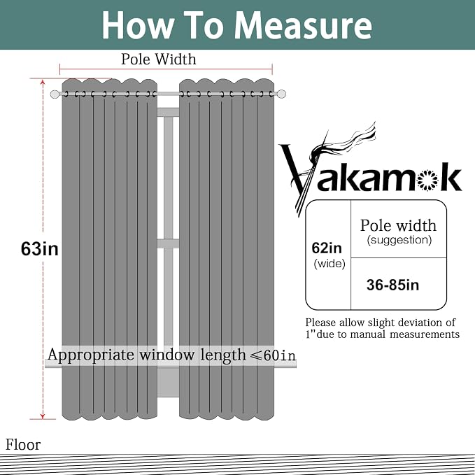 Yakamok Room Darkening Curtains 62x63 inch Length Dark Green-Living Room | 2 - Image 7