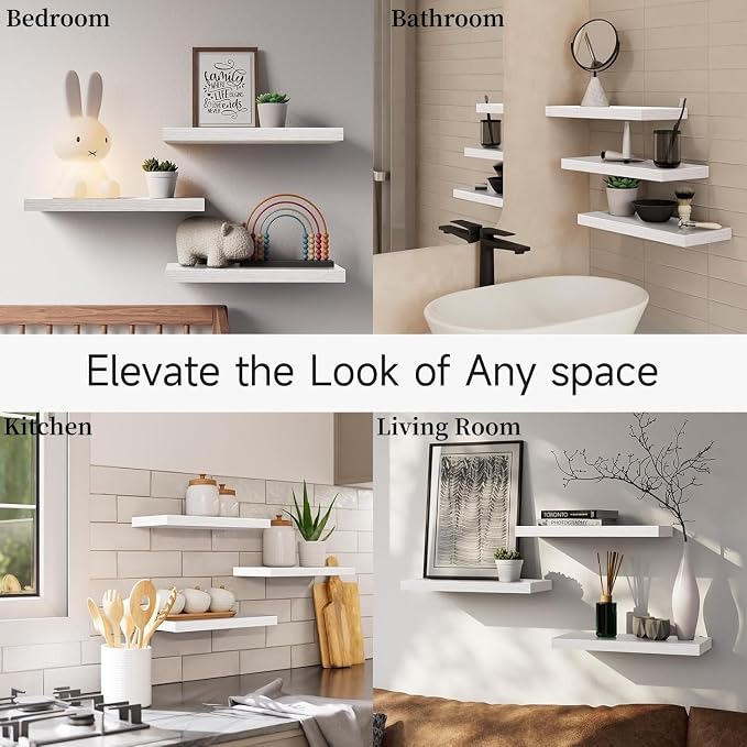BAYKA White Floating Shelves 15.7in, Wall Mounted - Image 7