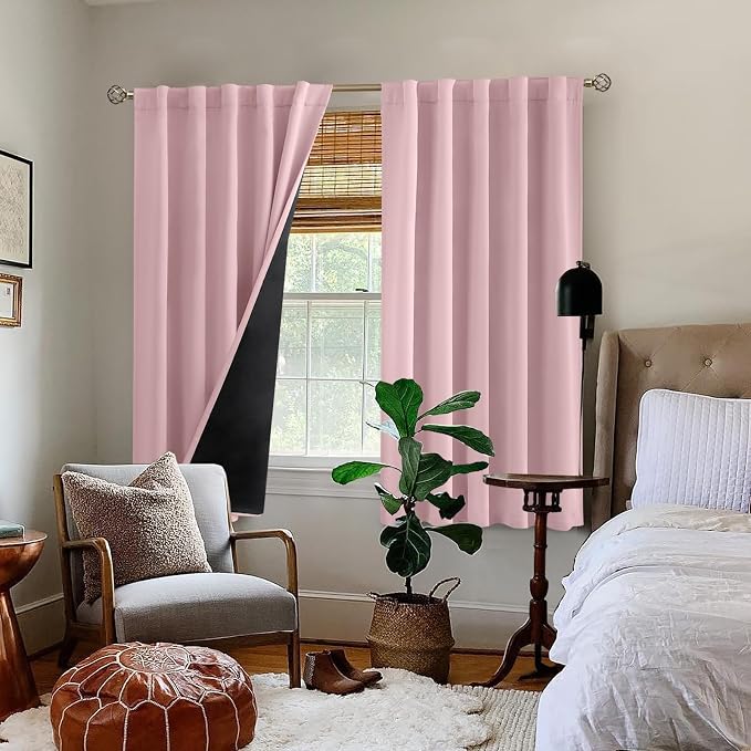 BGment Pink 100% Blackout 63 Inch Curtains 2 Panel Set - Image 9