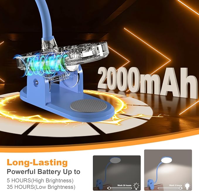 Rechargeable Desk Lamp with Clamp, 97 LED Eye-Care Table Light - Image 6