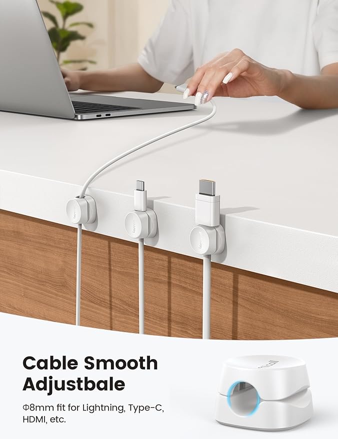 Lamicall 12 Pack Spring Cord Organizer, Cable Management Clips | Office Desk - Image 6