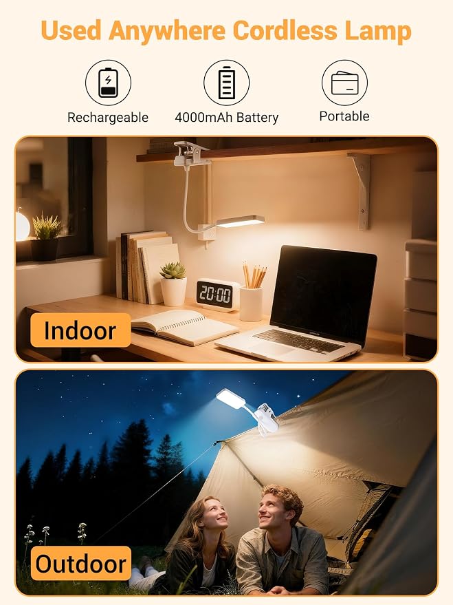 Clip on Lamp, 9 Brightness+5 Colors Reading Lights - Image 4