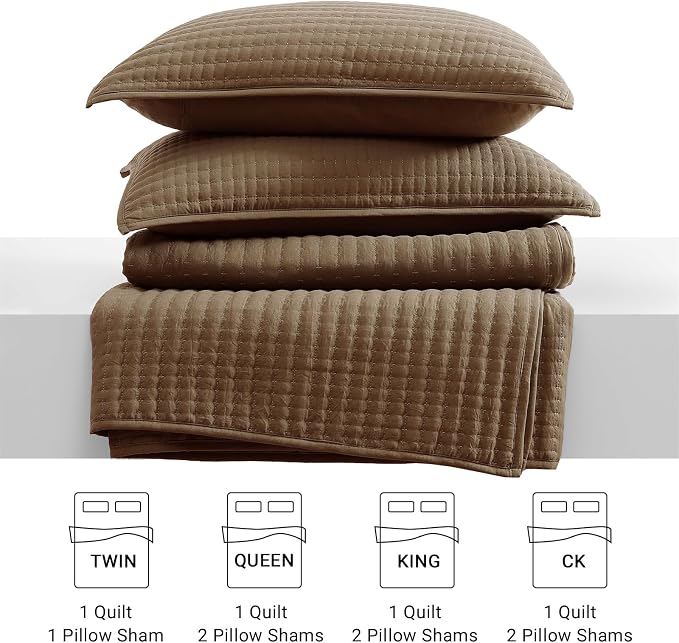 King Size Quilt-Lightweight Coffee Bedspreads King Quilt Bedding Set | Soft - Image 8