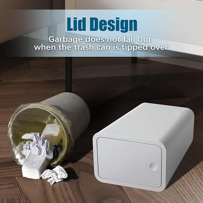 TIPGO Bathroom Trash Can with Lid, 10 Liter/ 2.6 Gallon Slim Garbage Can - Image 6