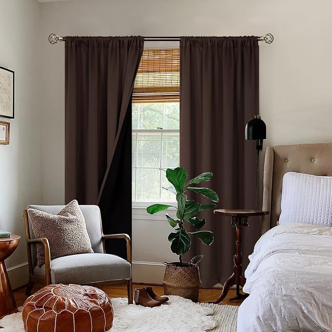 BGment Brown Blackout Curtains for Living Room 95 Inch Length 2 Panels | - Image 2