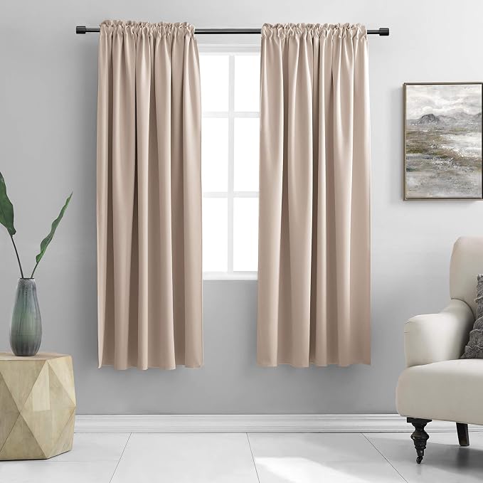 Warm Taupe Room Darkening Thermal Insulated Curtains Drapes by DONREN