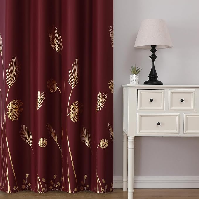 Burgundy Red Room Darkening Curtains 63 Inches Long - Image 2