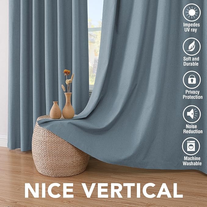 H.VERSAILTEX Linen Blackout Curtains 84 Inches Long 100% Blackout Thermal - Image 7