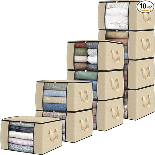 10 Pack Storage Bags for Clothes Blanket Storage Bins by Fabtotes