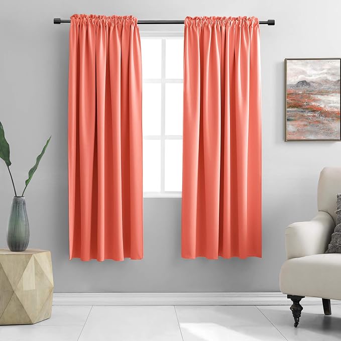Coral Room Darkening Curtain Panels by DONREN