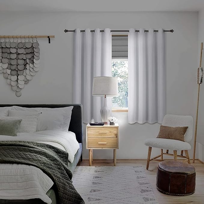 Diraysid 100% Blackout Curtains White Linen Curtains - Image 3