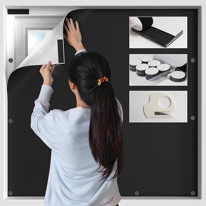 BKSAI 100% Blackout Window Cover, Portable Magnetic Black Out Curtains | No by BKSAI