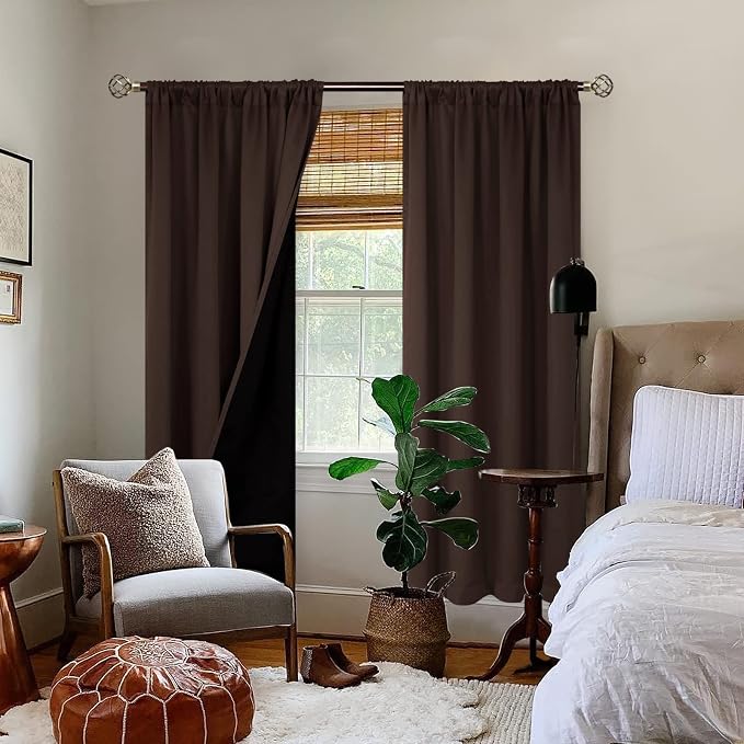 BGment Brown Blackout Curtains for Bedroom 72 Inch Length 2 Panels | Thermal - Image 2