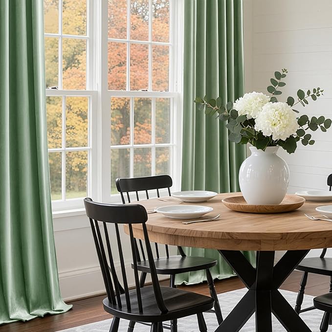 Sage Green Velvet Blackout Curtains 102 Inches - Image 4