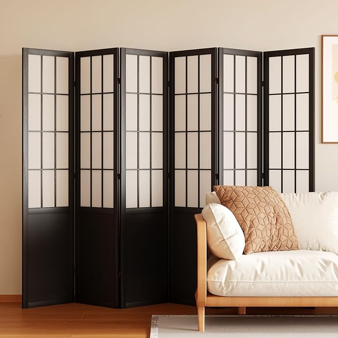 Room Divider, 66.9Inch Tall Japanese Shoji Style Folding Wood Screen - Image 2