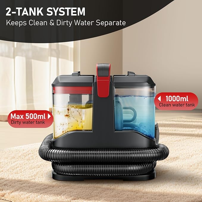 C9 Portable Carpet & Upholstery Cleaner Machine, Spot and Stain Deep Cleaner with Remover Formula for Pets,Stairs,Couch Area Rugs,Upholstery,Car Seat
