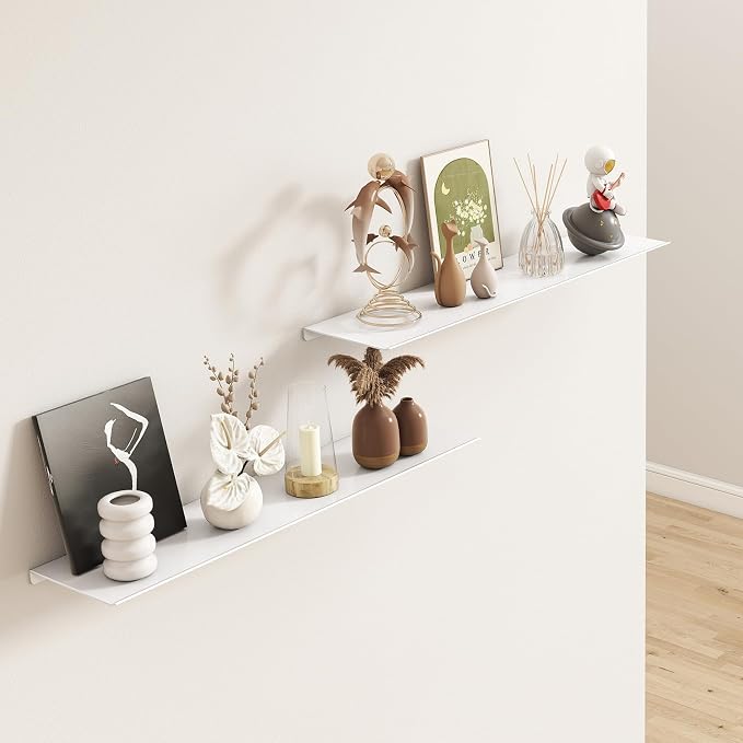 MKO 20" Floating Shelves for Wall, Long Metal Wall Mounted Shelf for Bathroom - Image 4