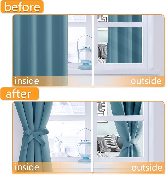 Blackout Curtains for Bedroom, Stone Blue, 52 x 63 Inch, 2 Panels | Thermal - Image 4