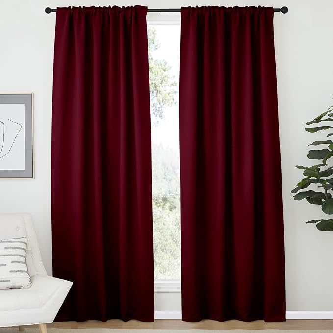 NICETOWN Wine Red Blackout Curtains - Image 2